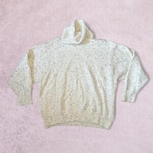 Mango cream speckled turtleneck sweater‎